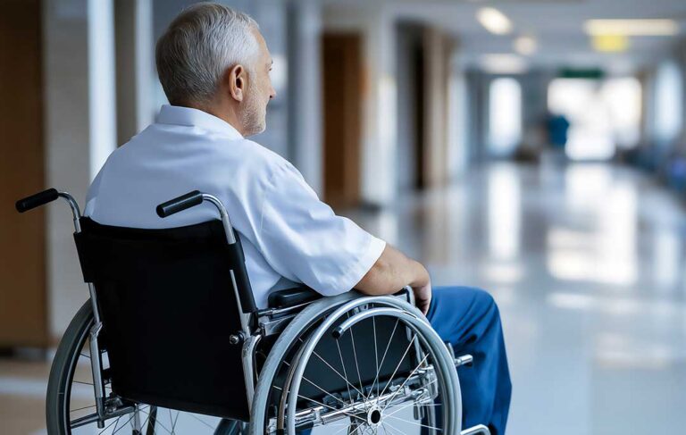 Older adult and family member reviewing care options at a table with notes and a care checklist.